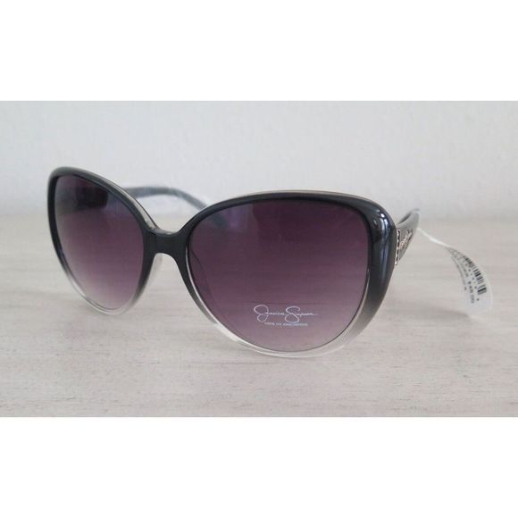 Jessica Simpson J5997-OXX Oversized Crystal Accent Black & Clear Rim Sunglasses - Picture 1 of 11